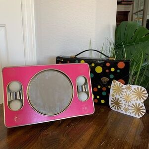 Vintage Mid Century Brytone Mod Glow Pink Portable Mirror